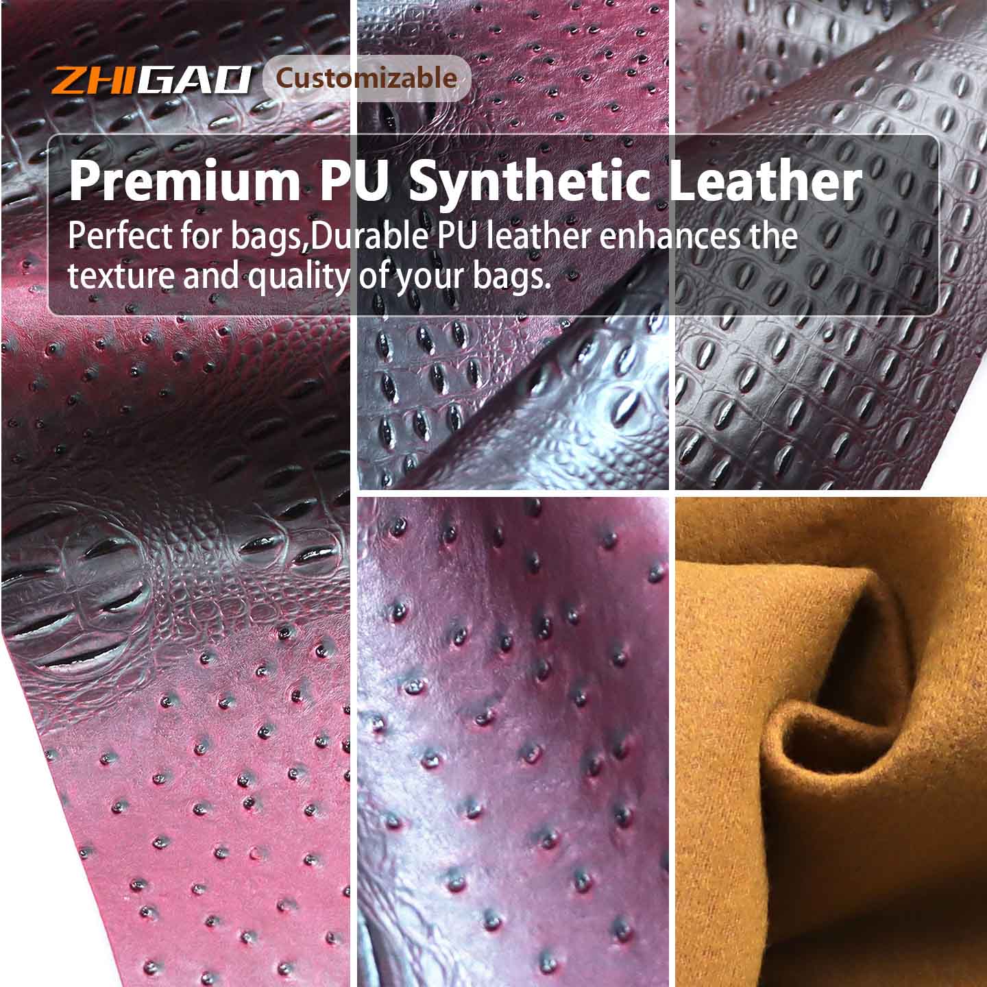 Material premium din piele artificială de struț Material premium din piele artificială de struț
