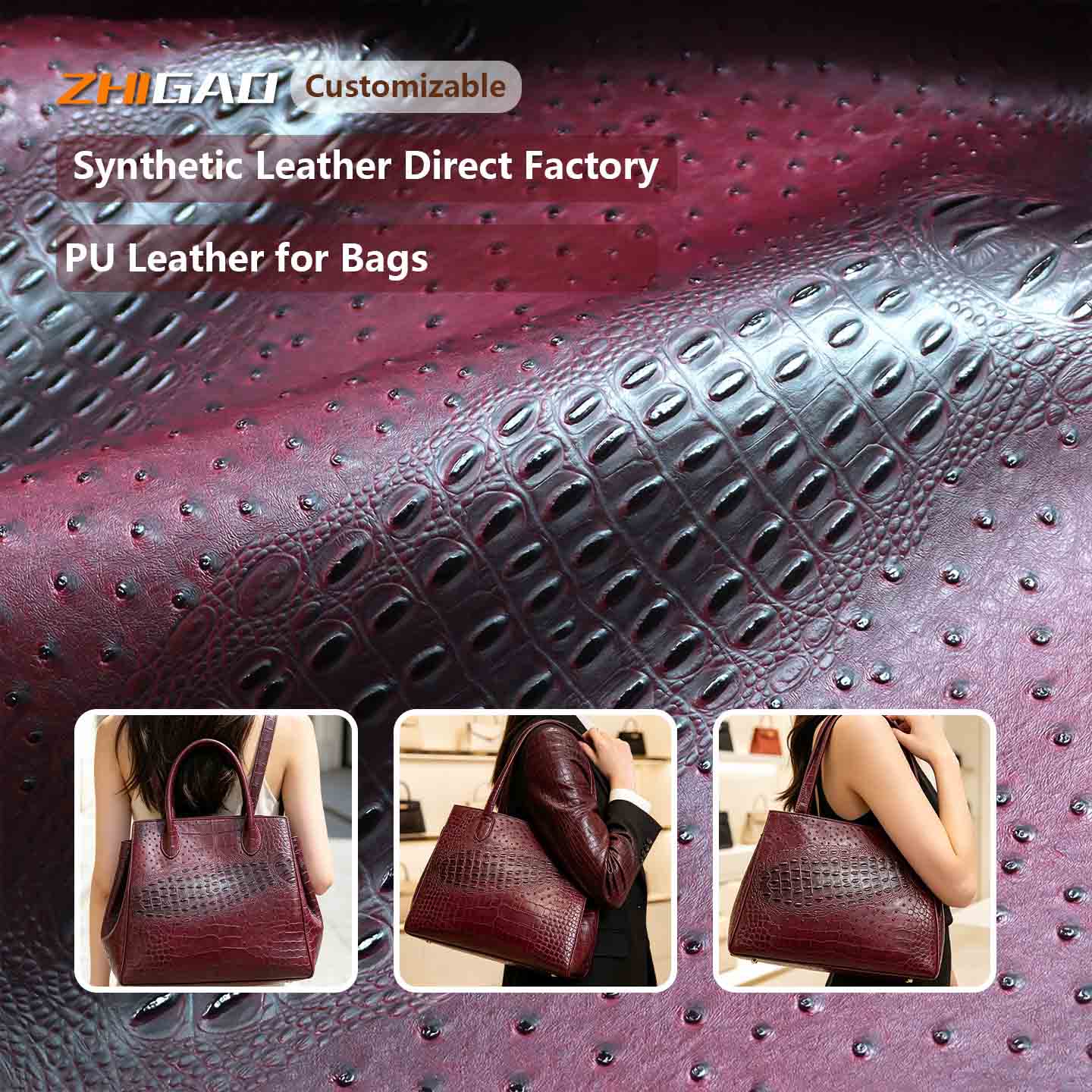 Material premium din piele artificială de struț Material premium din piele artificială de struț